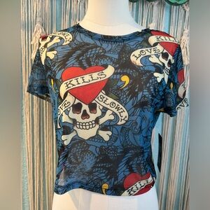 NWT Ed Hardy tattoo flash top